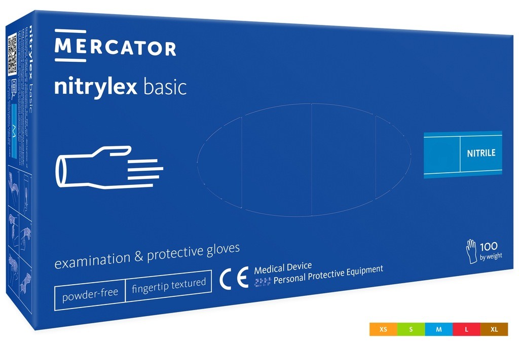 Rękawice nitrylowe bezpudrowe S niebieskie ( dark blue) 100 szt. Mercator